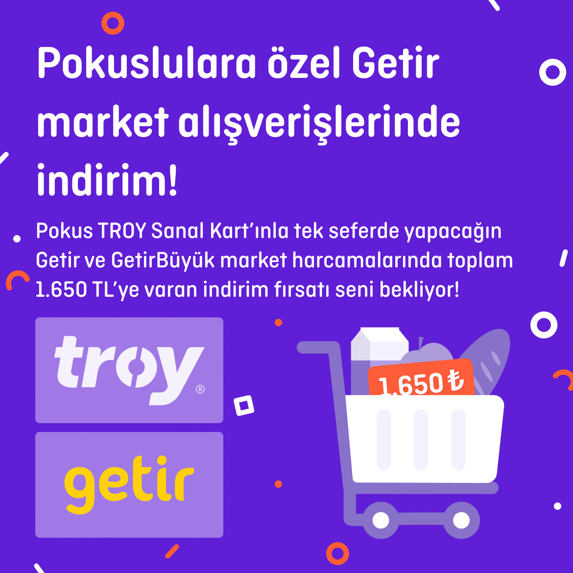 >Pokuslulara özel Getir Market Alışverişlerinde İndirim!